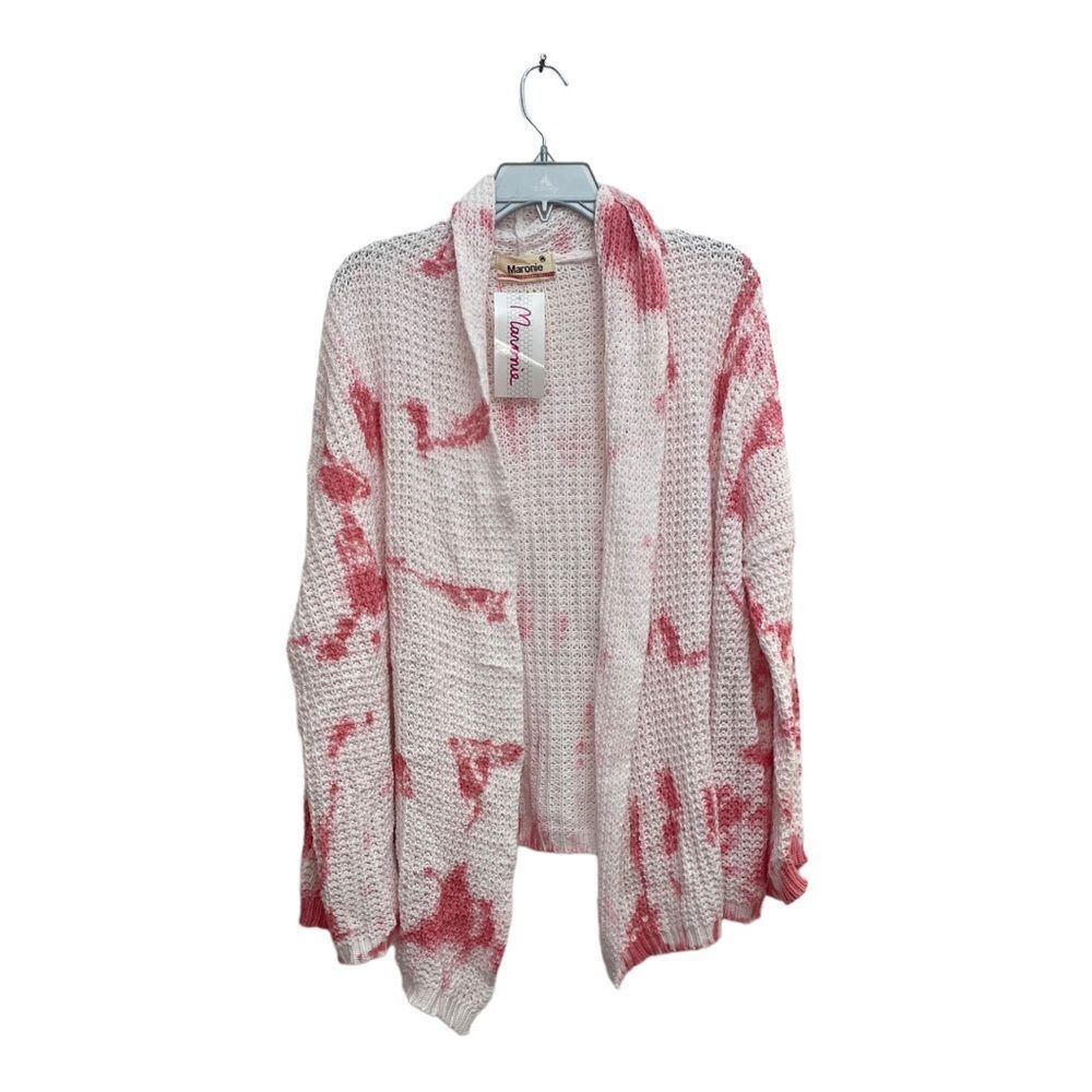 Maronie x Revolve Tie Dye Waffle Knit Open Cardigan NWT Size M Pink - Picture 2 of 10